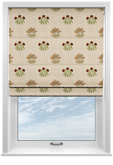 William Morris Lily Flower Embroidery, Madder - Roman Blind